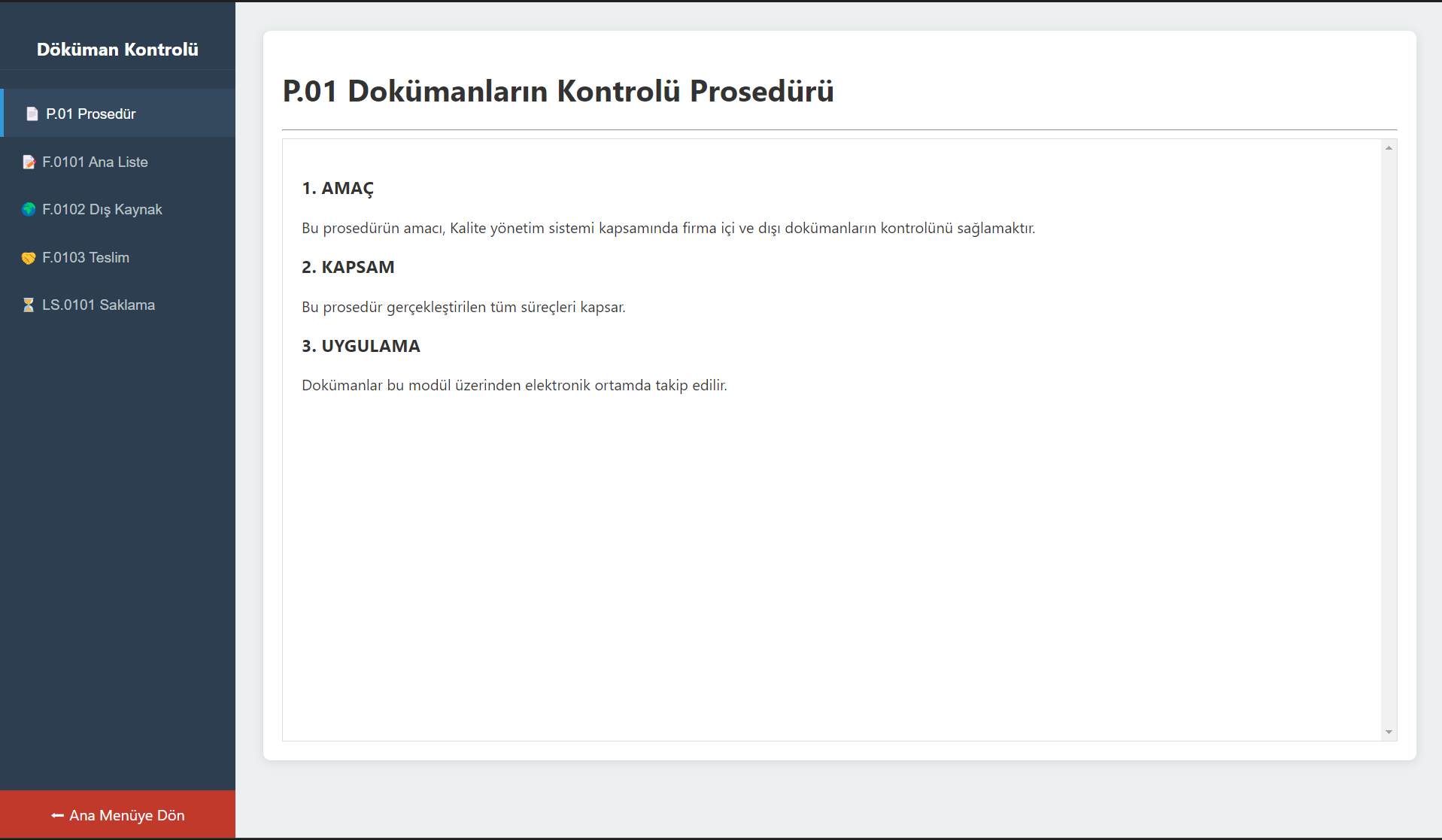 Doküman Kontrolü Modülü